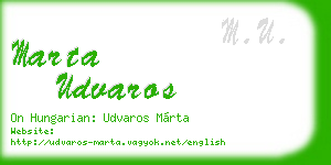 marta udvaros business card
